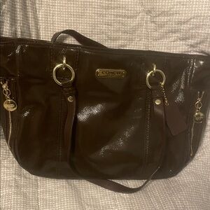 Coach Shiny Brown Leather Tote